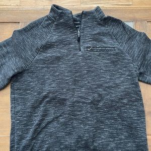 Dark grey casual crew neck sweater.